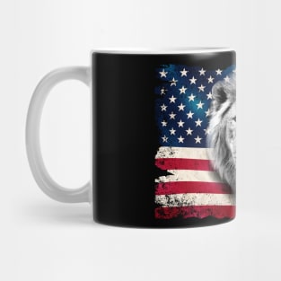 American flag and lion 4th of July USA Patriotic Mug